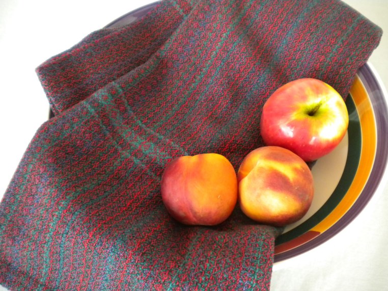 Large Towel in Red and Forest Green