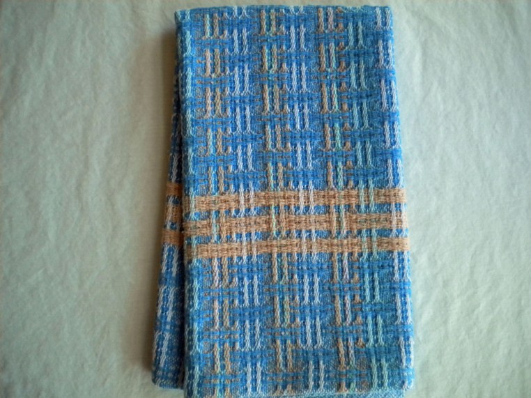 Bronson Lace Towel in Blues and Adobe