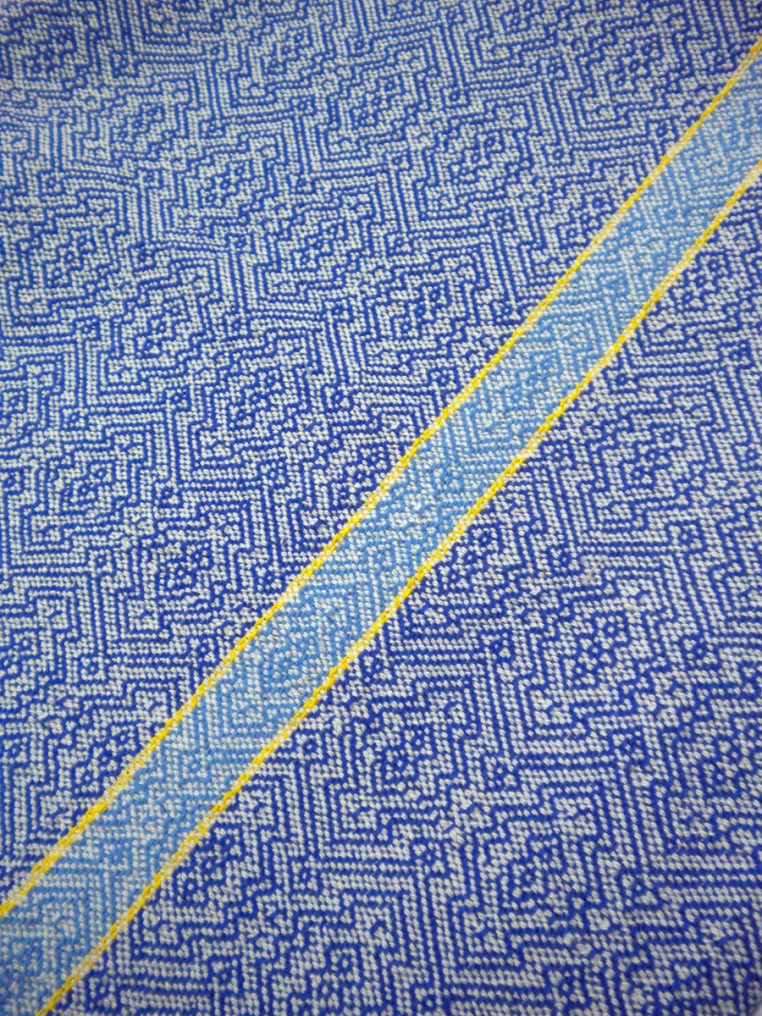 Cotton and Linen Kitchen Towel in Royal and Natural