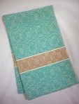 Cotton and Linen Kitchen Towel in Turquoise and Tan