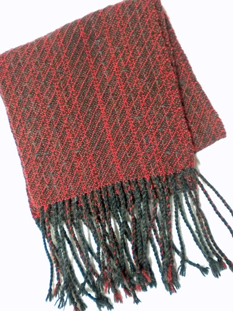 Black and Burgundy Wool Scarf
